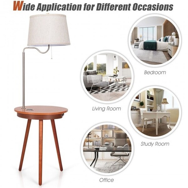 End Table Floor Lamp Table Lighting Wireless, Side Table with Charger