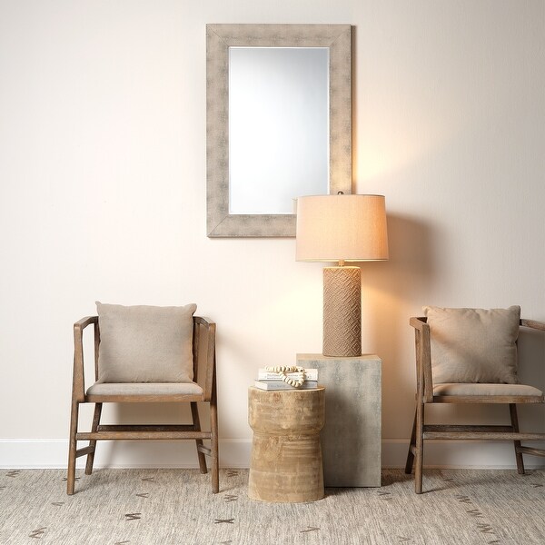 Alden Décor Esme Faux-Shagreen Square Side Table, Cream