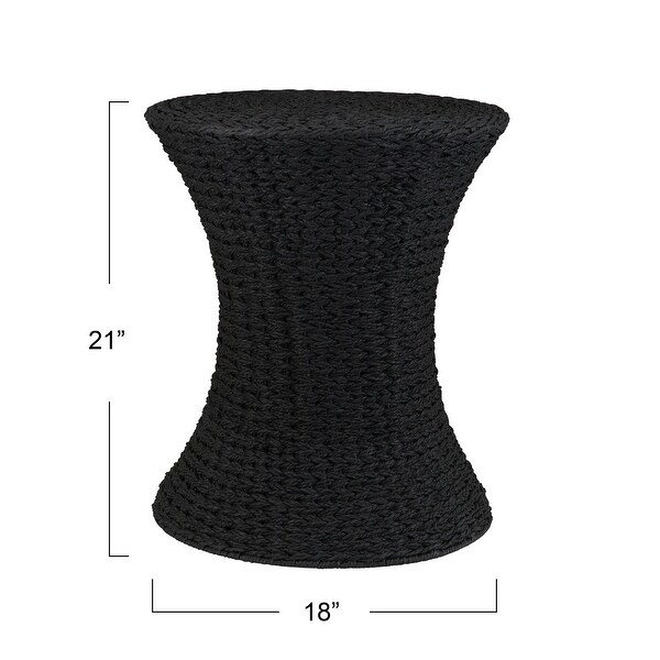 Handwoven Woven Paper Rope Woven Stool, Elegant Woven Braid with Sturdy Metal Frame, Beautiful Hourglass Profile, Multipurpose