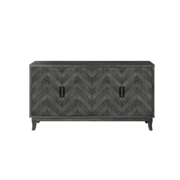 Accent Storage 4 Door Wooden Cabinets,Antique Dark Grey Colour Wood Cabinet Vintage Style Sideboard