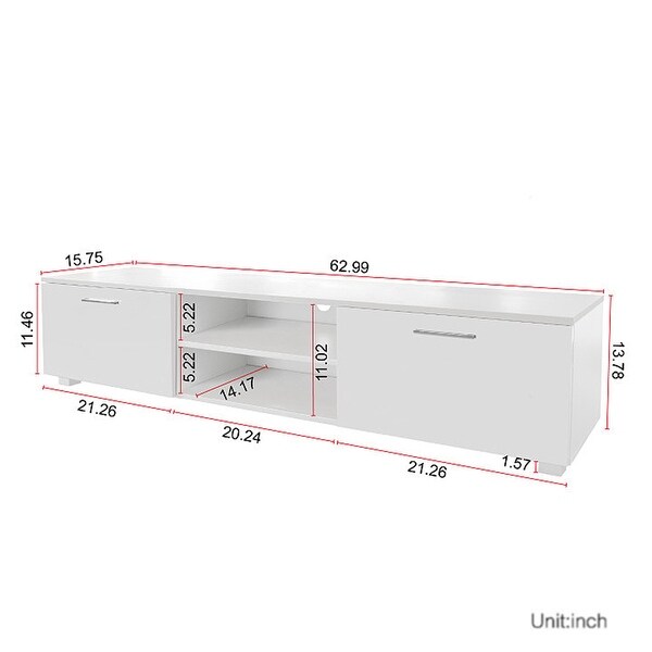 TV Stand Media Console Entertainment Center Table, 2 Storage Cabinet with Open Shelves for 70