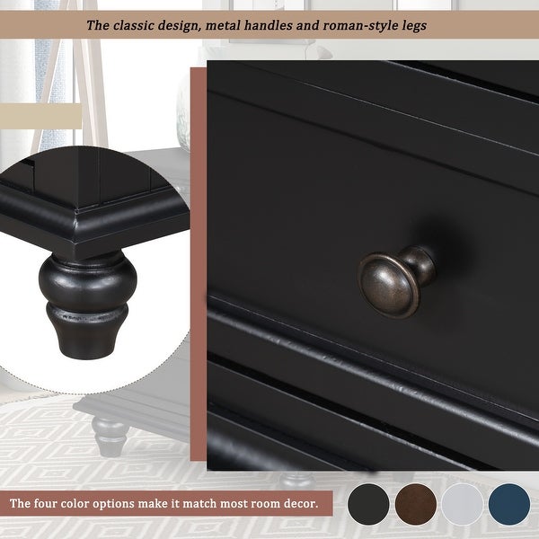 3 Drawer Storage Wood Cabinet, End Table with Pull out Tray for Entryway, Kitchen, Living Room