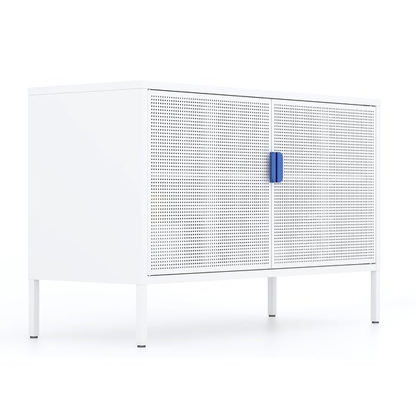 Metal Storage Locker Cabinet, Adjustable Shelves Free Standing Ventilated Sideboard Steel Cabinets