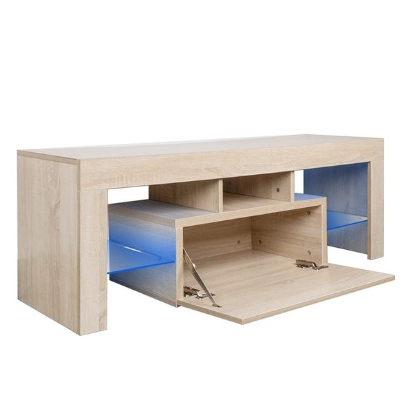 Media Console Table with LED Lights and Storage Cabinet, Up to 60