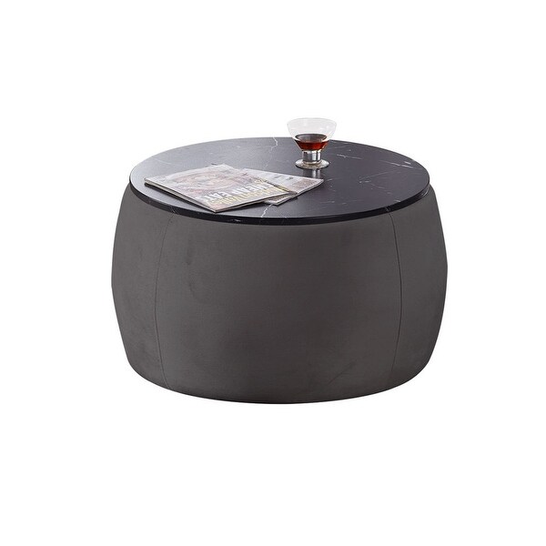 Round Accent Side Table with Removable Top,Grey