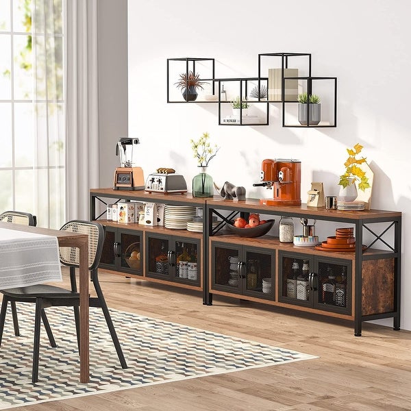 3 Tier Console Sofa Table with Doors, TV Stand for TVs up to 65 Inches