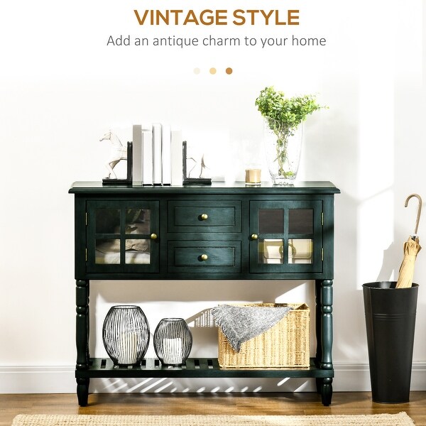 HOMCOM Vintage Console Table with 2 Drawers and Cabinets, Retro Sofa Table for Entryway, Living Room and Hallway
