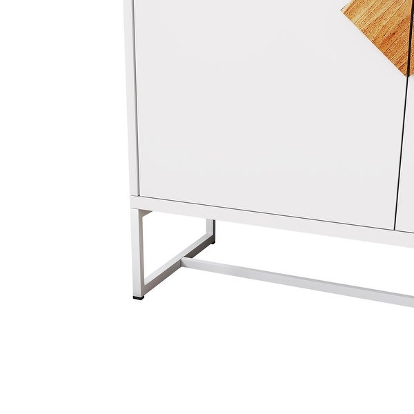 White Modern Sideboard,Kitchen Storage Cabinet with Metal Legs