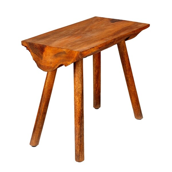 18 Inch Rectangular Mango Wood Accent Side Table with Live Edge Log Top, Warm Brown