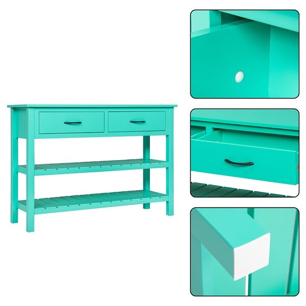 3-Tier Console Table with 2 Drawers, Sofa Table with Storage Shelves