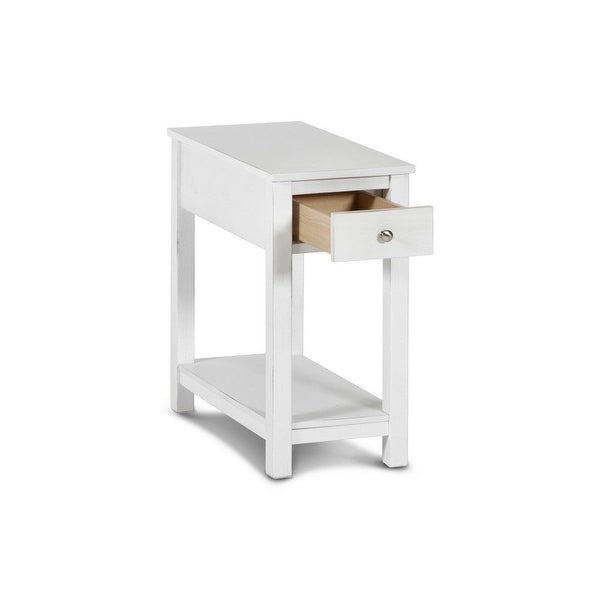 Nili 24 Inch Side End Table, Crisp White Finish, Single Drawer and Shelf - 24 H x23.75 W x 12 L Inches