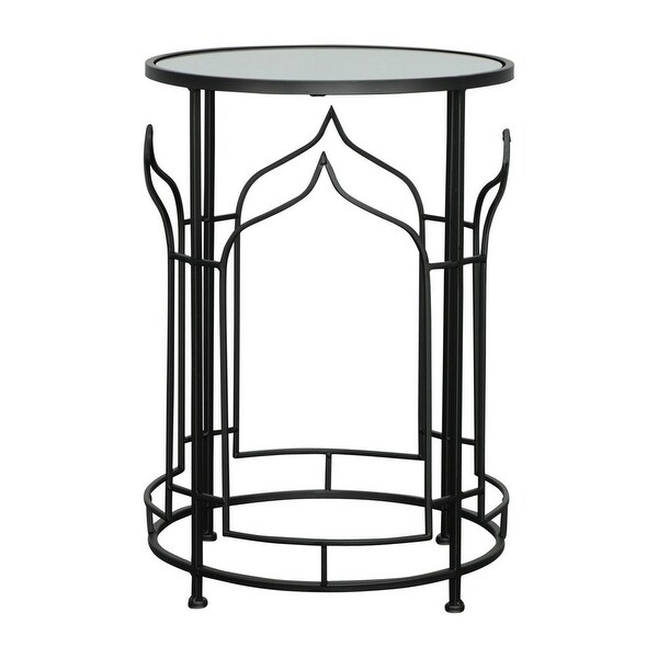 23 Inch Modern Side Table, Glass Top, Geometric Design, Set of 2, Black - 44 H x 30 W x 30 L Inches