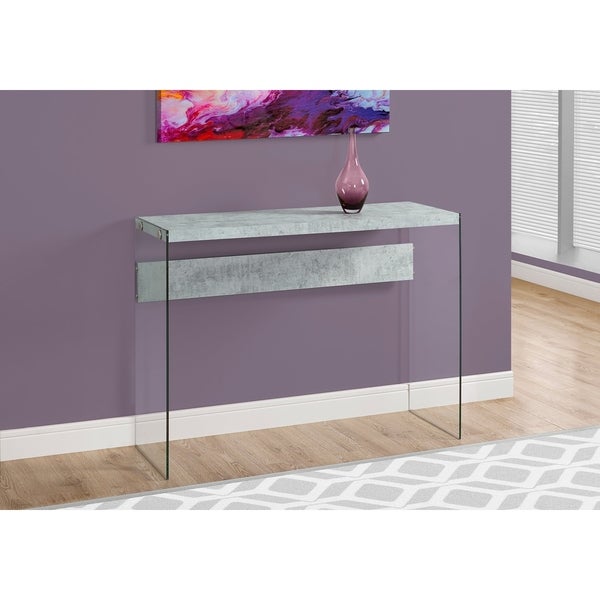 Accent Table, Console, Entryway, Narrow, Sofa, Living Room, Bedroom, Tempered Glass, Laminate, Clear, Contemporary, Modern