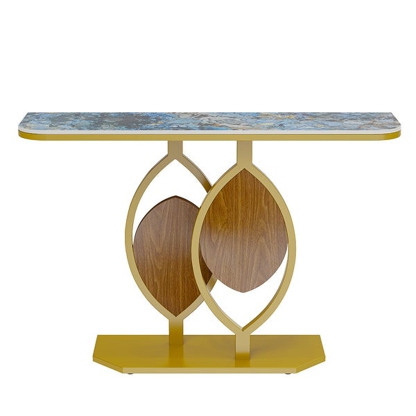 Narrow Console Table with Multicolored Marble Top - 47.1 x 11.7 x 30.7inch