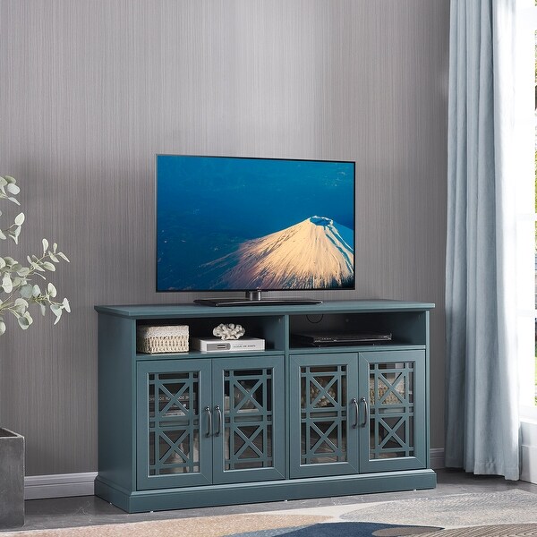 Wooden TV Console, Storage Buffet Cabinet, Sideboard with Glass Door and Adjustable Shelves for Living Room