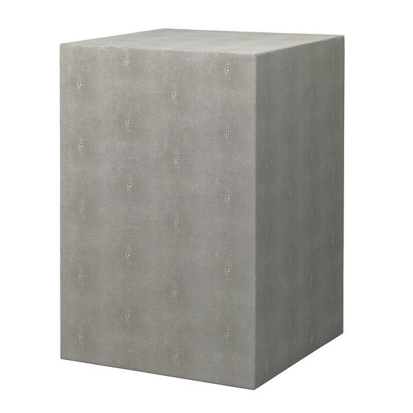 Alden Décor Esme Faux-Shagreen Square Side Table, Grey