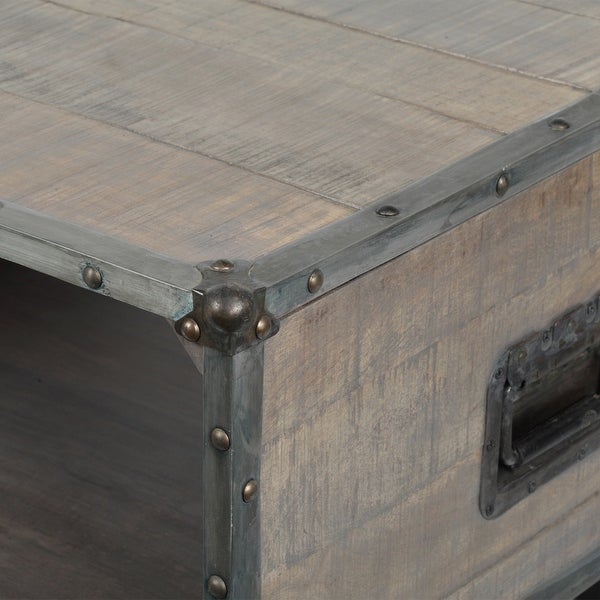 ExBrite Solid Wood Coffee Table ,Gray Wash 24'' W X 46'' H X 19''