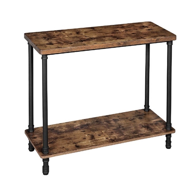 Wood and Metal Frame Console Table with Open Bottom Shelf, Rustic Brown - 31.5 H x 15.7 W x 39.4 L Inches
