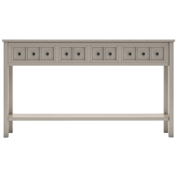 Entryway Console Table, Long Sofa Table with Drawers and Bottom Shelf