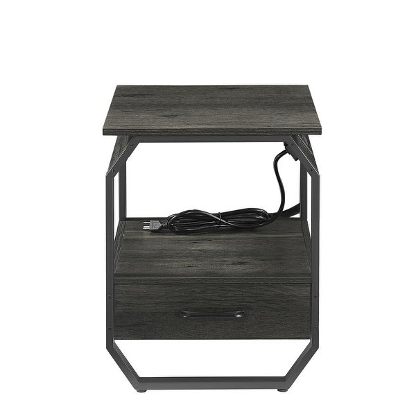 End Table/Side Table with Charging Station,Nightstand with 1 drawer