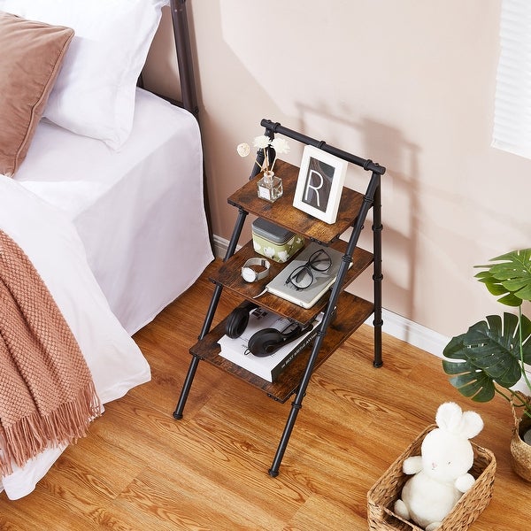 VECELO, Triangular Side Table With 3-tier Storage Shelves(1PCS/2PCS)