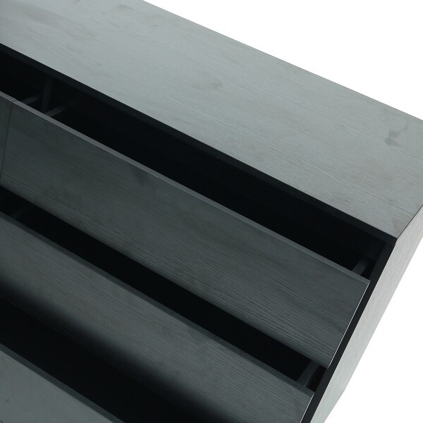 6 Drawer Night Stands Bedroom Console Table in Black Woodgrain