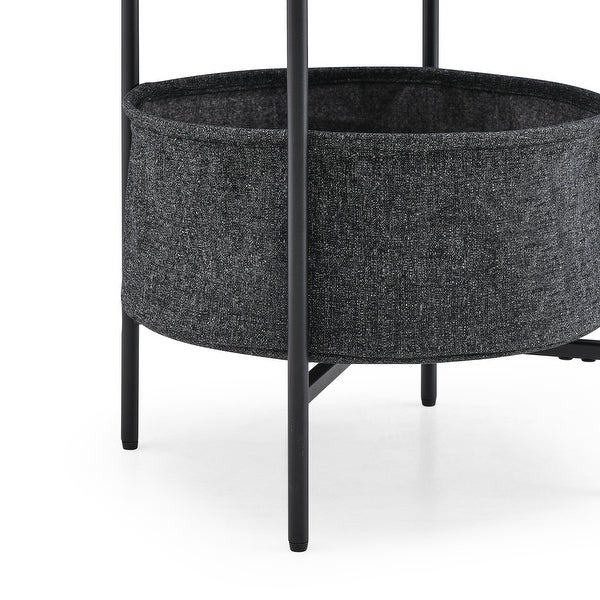 Modern Accent End Table/Side/Leisure Table Tables with Storage Basket, Grey Cloth Bag, for Living Room/Bedroom Furniture