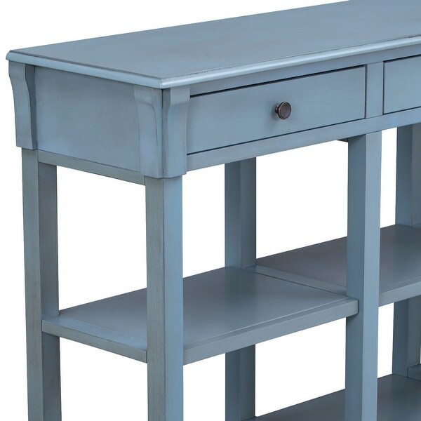 Console Table with Ample Storage, Open Shelves and Drawers
