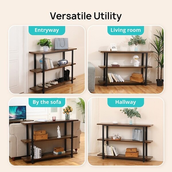 3-Tier Industrial Style Console Table,For Foyer,Living Room,Hallway
