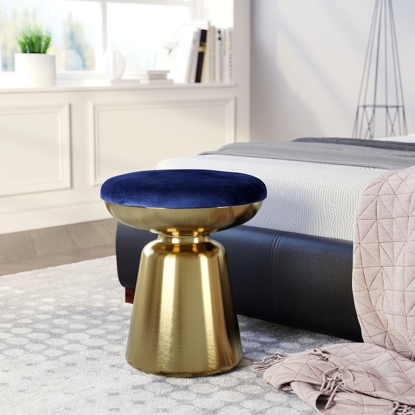 Juniper Side Stool Blue and Gold - Blue, Gold - 15.7