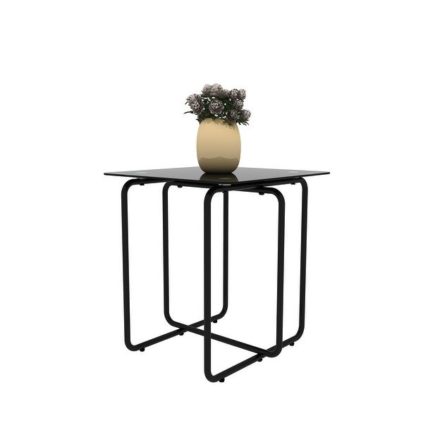 High Quality Glass End Table, Side Table with Metal Base