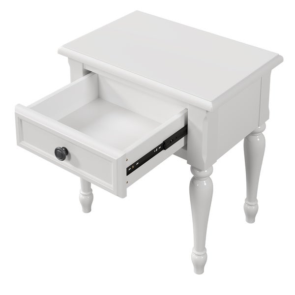 Wood 1 Drawer Nightstand for Nursery, Kid's Room, Bedroom, White
