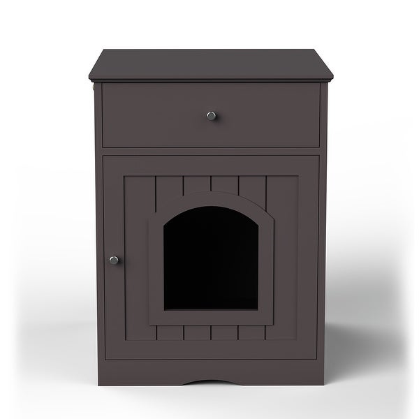 Wooden Pet House Side Table with Drawer,Espresso