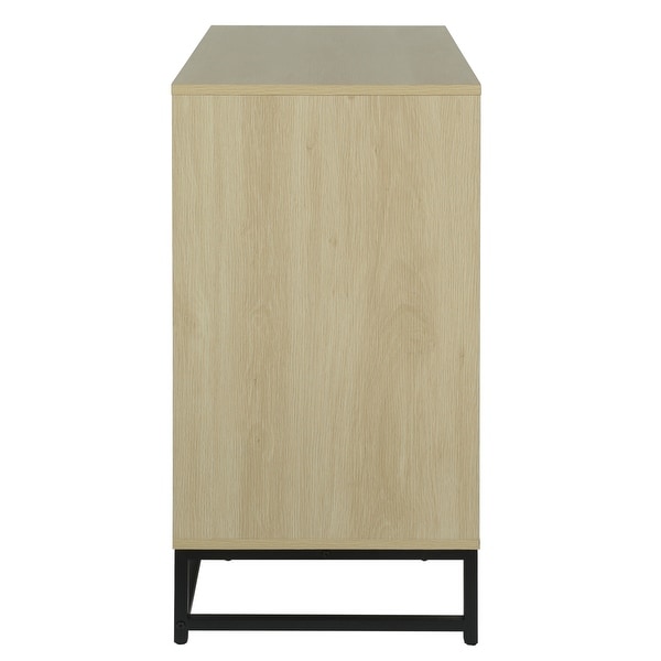 Storage Cabinet with Glass Door, No handle design,Push to open the door,Sideboard Buffet Cabinet for Kitchen,Dining Room