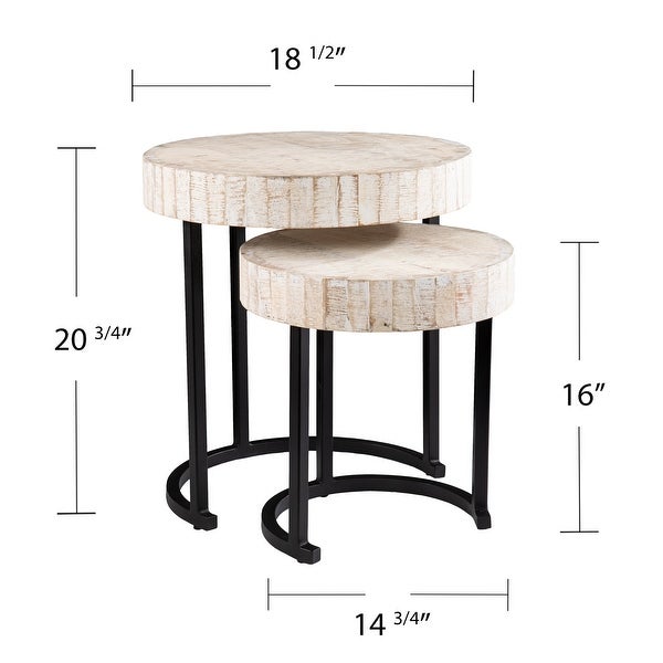SEI Furniture Karelia Nesting Side Tables, Whitewashed/Black, Set of 2