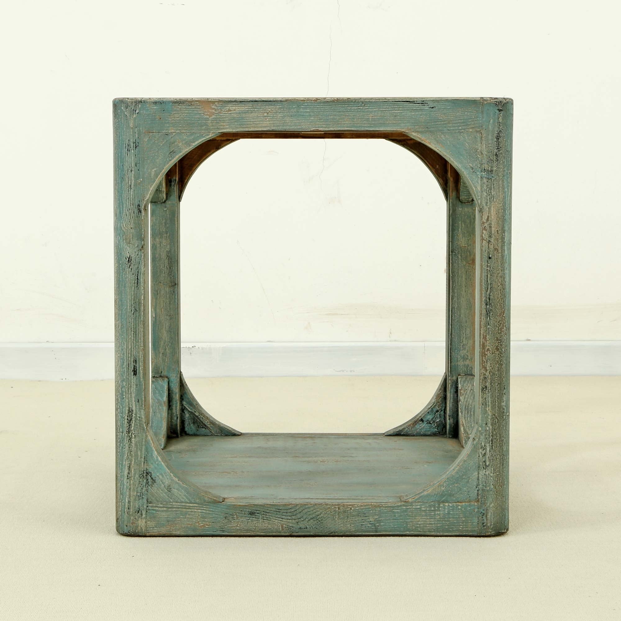 Artissance Versatile Peking Ming Side Table With Weathered Soft Aqua Wash, 24 Inch Tall