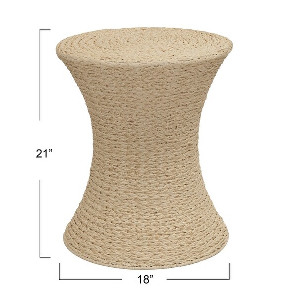 Handwoven Woven Paper Rope Woven Stool, Elegant Woven Braid with Sturdy Metal Frame, Beautiful Hourglass Profile, Multipurpose