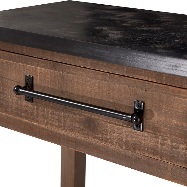 Eugene Rustic Wooden Console Table with 2 Drawers, Brown