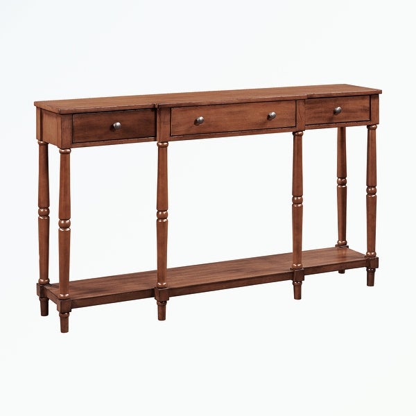 Solid Wood Console Table, with Storage Shelf and Drawer