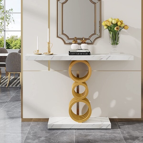 39 Inch Gold Console Table, Modern Sofa Entry Table Behind Couch