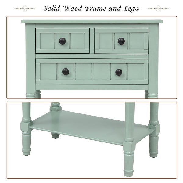 Narrow Console Table, Slim Sofa Table with Three Storage Drawers and Bottom Shelf - 23.7