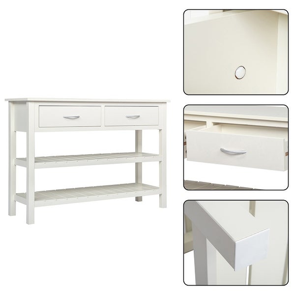 3-Tier Console Table with 2 Drawers, Sofa Table with Storage Shelves