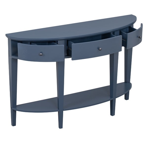 Modern and Minimalist Style Curved Console Table with 3 drawers and 1 Shelf, Sofa Table for Hallway, Entryway, Living Room, Bedroom