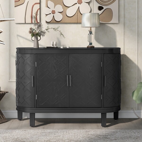Accent Storage Sideboard with Antique Pattern Doors, Wooden Console Cabinet Suitable for Hallway, Entryway, Living Room, Bedroom