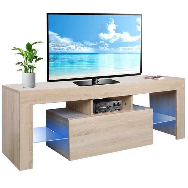 Media Console Table with LED Lights and Storage Cabinet, Up to 60