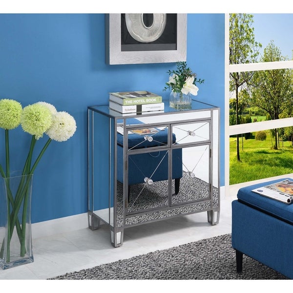 Gold Coast Vineyard 2 Drawer Mirrored Hall Table, Silver Color