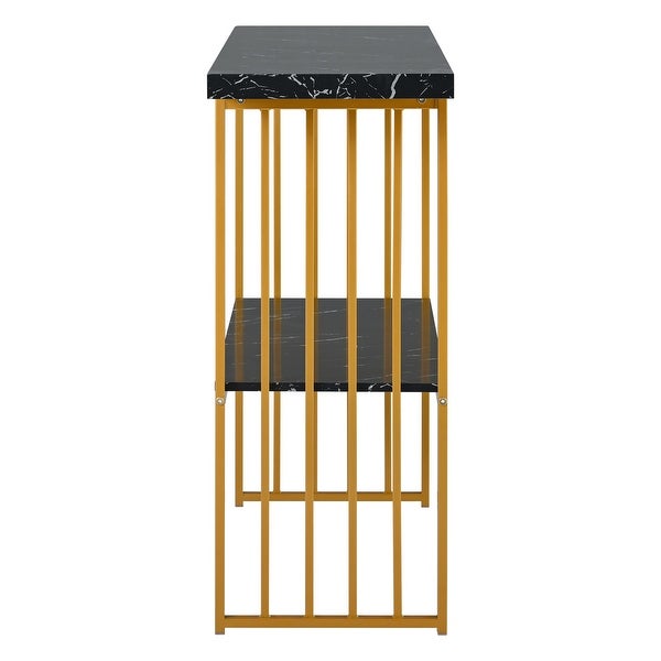 Console Table with 2 Shelves, Extra Long Entryway Table with Metal Frame
