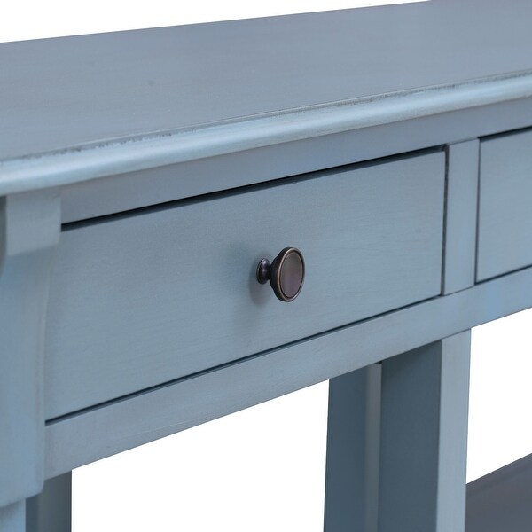 Console Table with Ample Storage, Open Shelves and Drawers