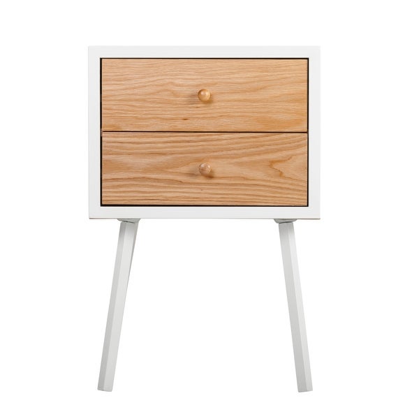 Universal Expert Abacus 2 Drawer Side Table, Modern Oak and White