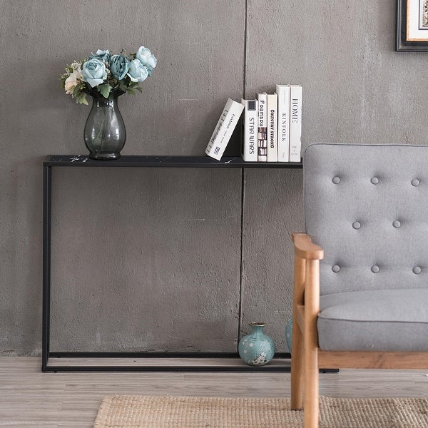 Metal Console Talbe Sideboard Cabinet Minimalist Porch Table Sofa Table Side Table, Black